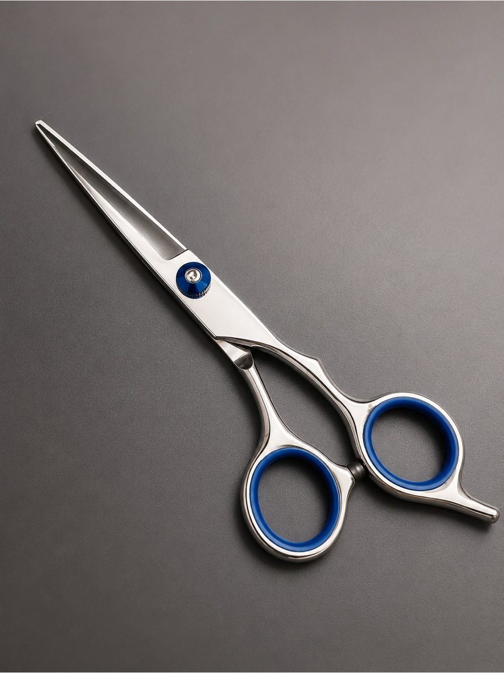 Professional Stainless Steel Men's Grooming Scissors - Blue Accents